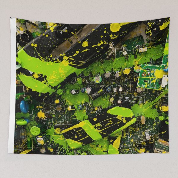 Item preview, Circuit Board Cyber Splatter Mixed Media Art designed and sold by THE SPLATTERED HAUS BY SAGE BANKS.