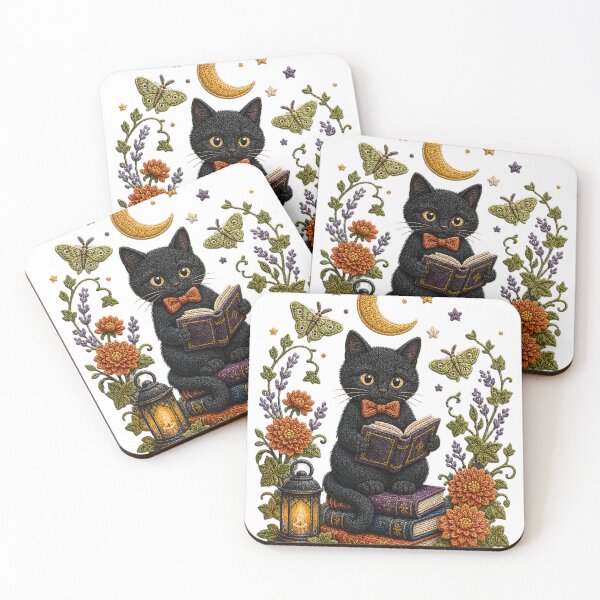 Item preview, Midnight Library Cat Reading Under the Moon designed and sold by networkseen.