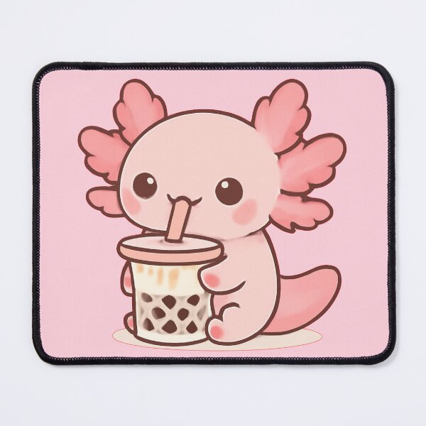 Item preview, Cute Kawaii Axolotl Drinking Boba Tea Anime designed and sold by KeySeen.