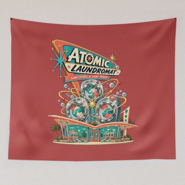 Item preview, Atomic Laundromat Retro Laundry Poster designed and sold by Normandy Road Heritage™ - Vintage Garage Art.