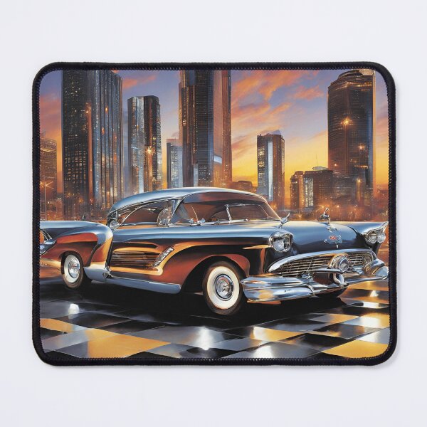 Item preview, Classic American Car in a Retro Cityscape designed and sold by ZrnzoDesign.