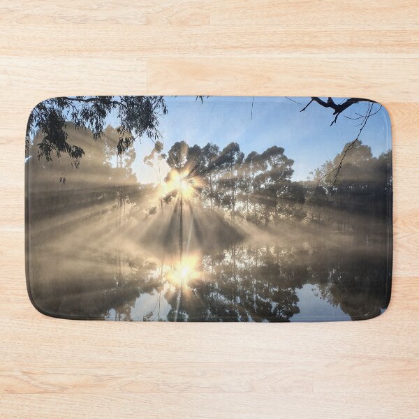 Item preview,  Glassy Dam Reflections with Sun Rays Through Mist Magpie Springs Willunga Hill South Australia designed and sold by MagpieSprings.