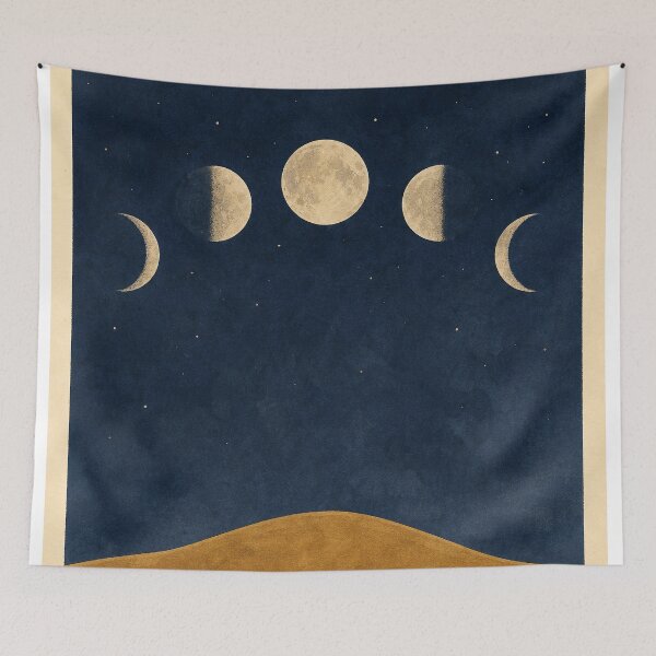 Item preview, Moon Phases Hill Watercolour Celestial designed and sold by GoldenHourWalls.