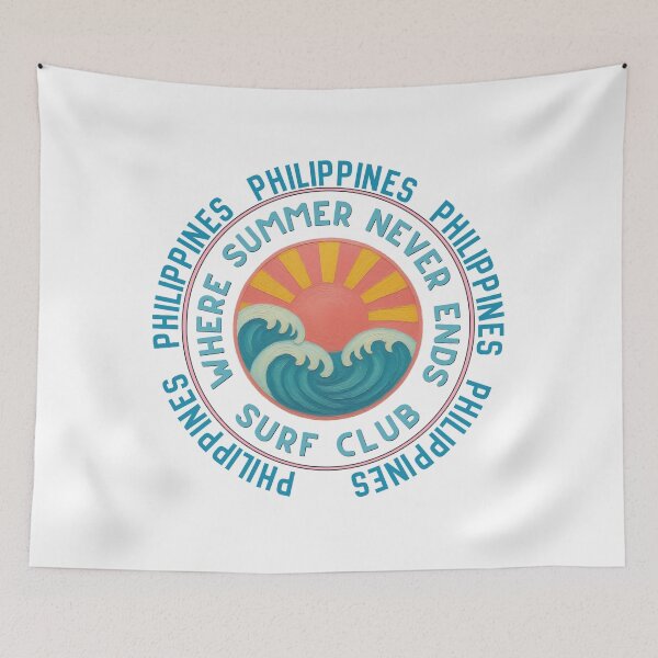 Item preview, Philippines Surf Club Retro Sunset Badge | Where Summer Never Ends Island Vacation Design designed and sold by DonnaRaine.