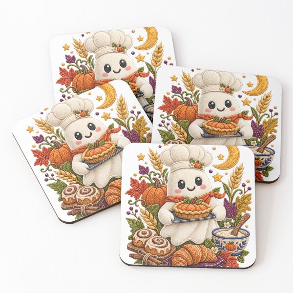 Item preview, Cozy Ghost Baker with Pumpkin Pie designed and sold by networkseen.