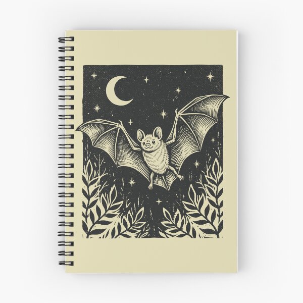 Item preview, Bat Starry Night Linocut Woodland Creature Gothic designed and sold by Y-Vibes.
