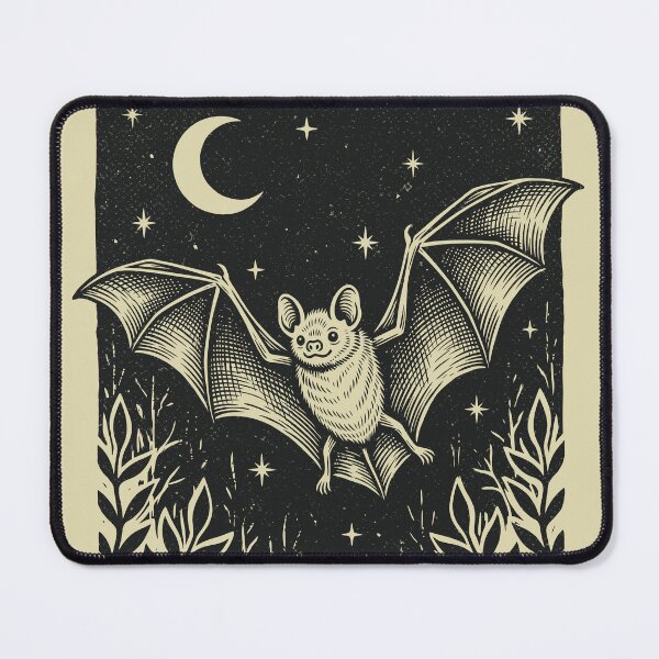 Item preview, Bat Starry Night Linocut Woodland Creature Gothic designed and sold by Y-Vibes.