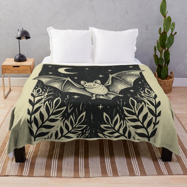 Item preview, Bat Starry Night Linocut Woodland Creature Gothic designed and sold by Y-Vibes.