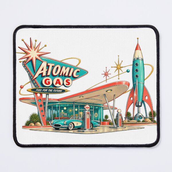 Item preview, Atomic Gas Retro Gas Station Poster designed and sold by Normandy Road Heritage™ - Vintage Garage Art.