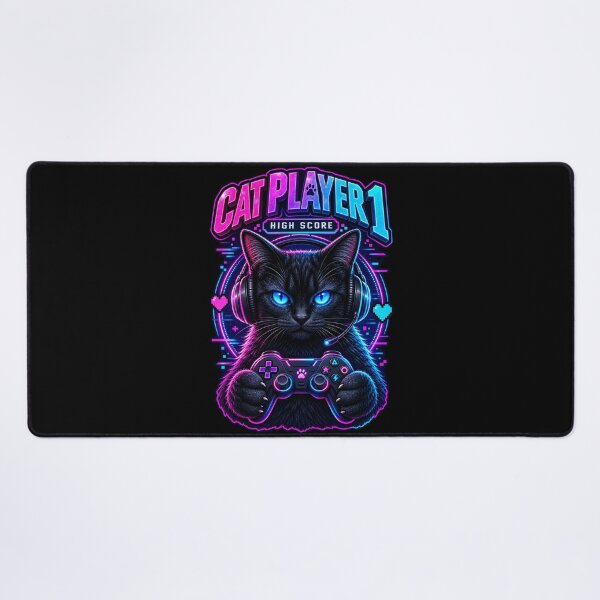 Item preview, Cat Player 1 - Retro Gamer Cat designed and sold by thirtyonestars.
