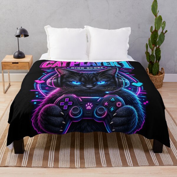 Item preview, Cat Player 1 - Retro Gamer Cat designed and sold by thirtyonestars.
