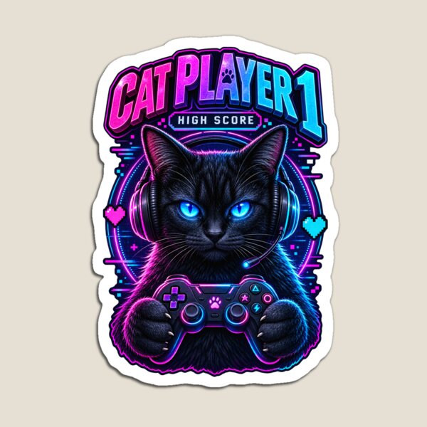 Item preview, Cat Player 1 - Retro Gamer Cat designed and sold by thirtyonestars.