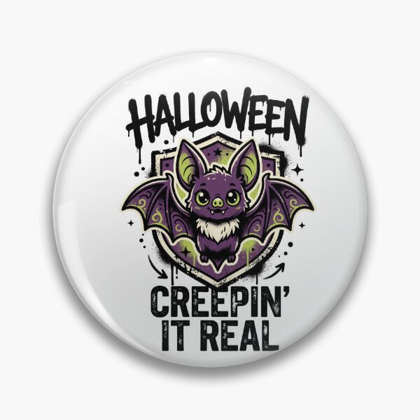 Item preview, Halloween Creepin It Real Purple Bat Crest Spooky Graphic Tee designed and sold by DarylWelsh2024.