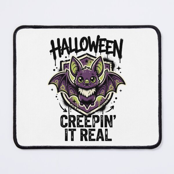 Item preview, Halloween Creepin It Real Purple Bat Crest Spooky Graphic Tee designed and sold by DarylWelsh2024.