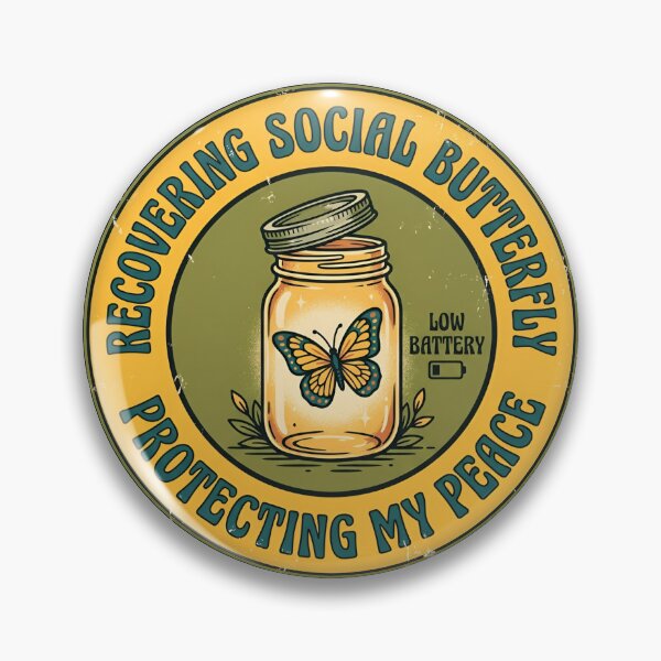Item preview, Recovering Social Butterfly Protecting My Peace Retro Badge designed and sold by DuckOddity.
