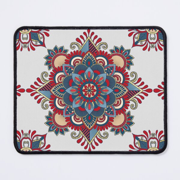 Item preview, Red Blue and Gold Geometric Floral Mandala designed and sold by BHDigitalArt.
