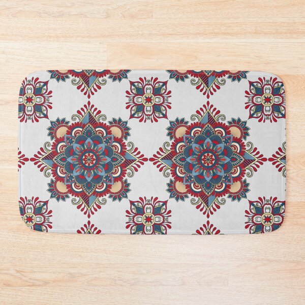 Item preview, Red Blue and Gold Geometric Floral Mandala designed and sold by BHDigitalArt.