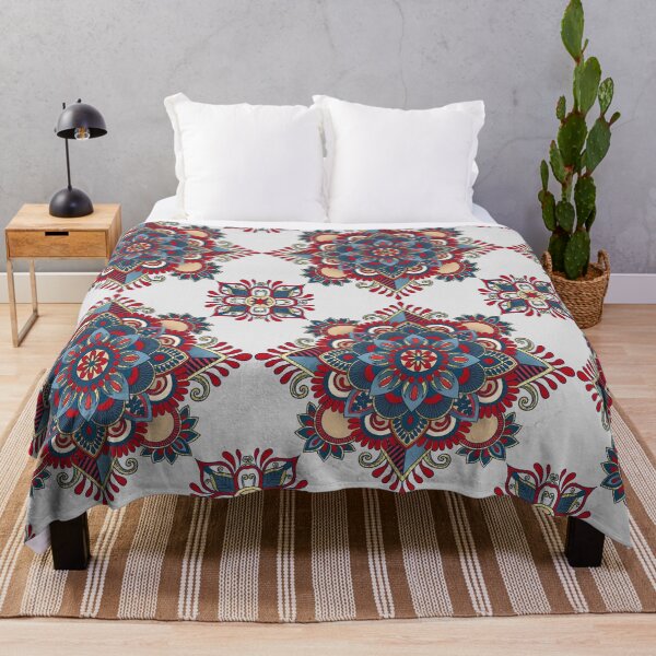 Item preview, Red Blue and Gold Geometric Floral Mandala designed and sold by BHDigitalArt.