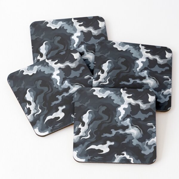 Item preview, Dark Blue Grey Camo Pattern Black and White Smoke Camouflage designed and sold by Nine Lives Studio.