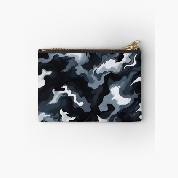Item preview, Dark Blue Grey Camo Pattern Black and White Smoke Camouflage designed and sold by Nine Lives Studio.