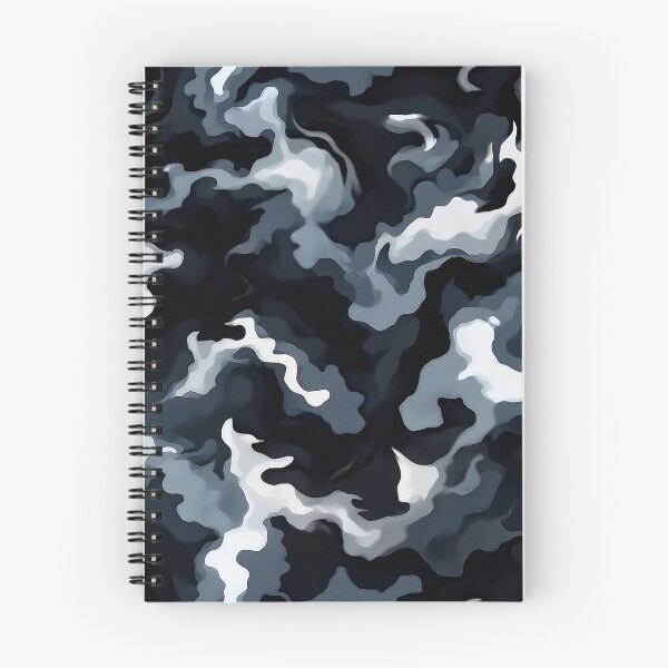 Item preview, Dark Blue Grey Camo Pattern Black and White Smoke Camouflage designed and sold by Nine Lives Studio.