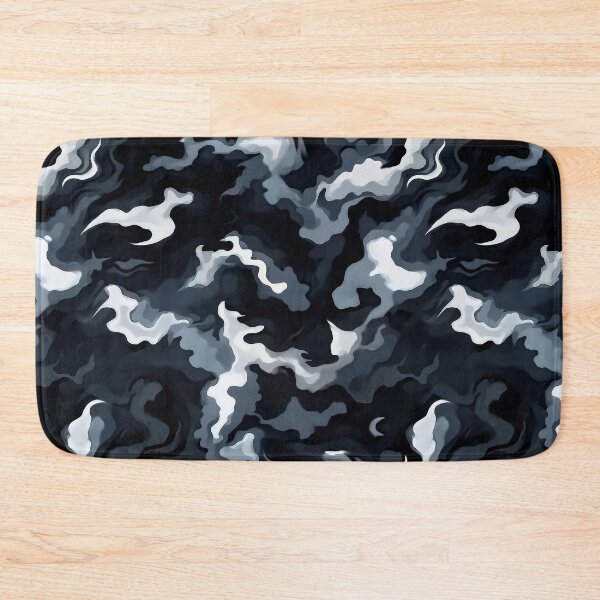 Item preview, Dark Blue Grey Camo Pattern Black and White Smoke Camouflage designed and sold by Nine Lives Studio.