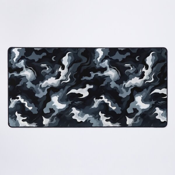 Item preview, Dark Blue Grey Camo Pattern Black and White Smoke Camouflage designed and sold by Nine Lives Studio.