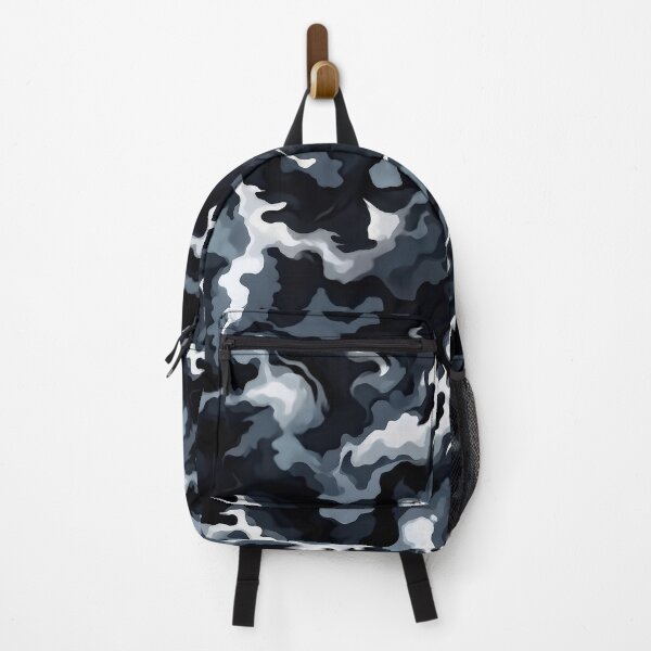 Item preview, Dark Blue Grey Camo Pattern Black and White Smoke Camouflage designed and sold by Nine Lives Studio.