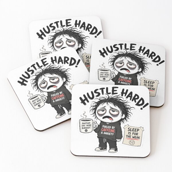 Item preview, Hustle Hard Burnout Guy - Funny Caffeine & Anxiety Sticker designed and sold by OuSfian1.