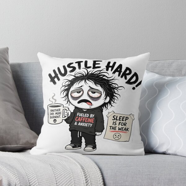 Item preview, Hustle Hard Burnout Guy - Funny Caffeine & Anxiety Sticker designed and sold by OuSfian1.