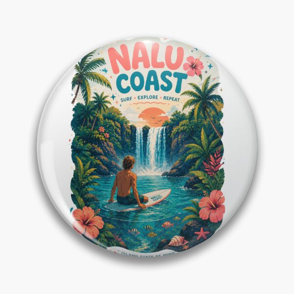 Item preview, Nalu Coast Tropical Surf Club | Island Waterfall Adventure Graphic    designed and sold by Nalu Coast.