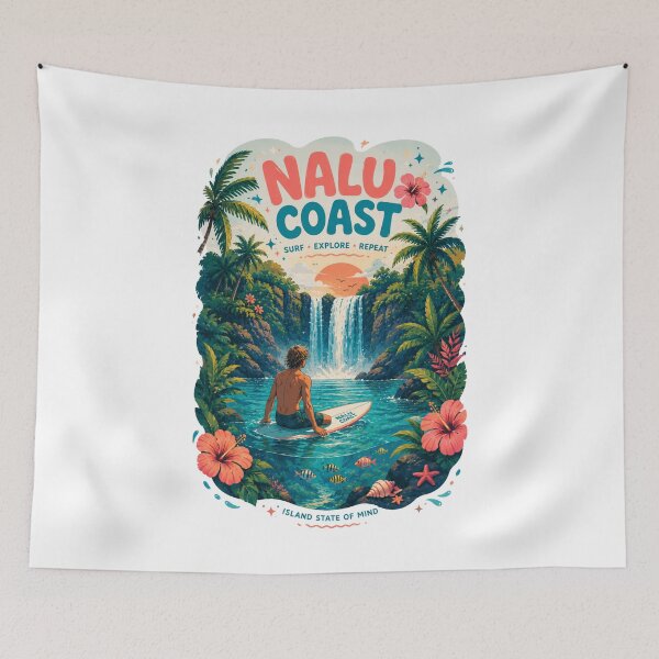 Item preview, Nalu Coast Tropical Surf Club | Island Waterfall Adventure Graphic    designed and sold by Nalu Coast.