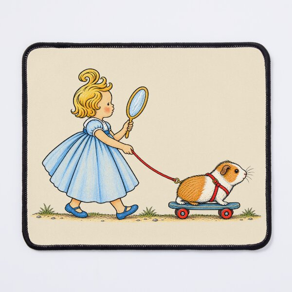 Item preview, Taking the Guinea Pig for a Roll – Vintage Storybook Art designed and sold by MalindaMntgMry.