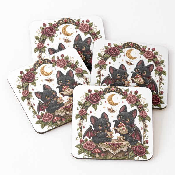 Item preview, Velvet Bat Cats Moonlit Tea Party designed and sold by networkseen.