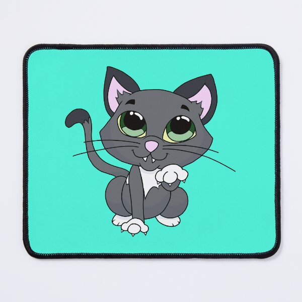 Item preview, Cute Kawaii Gray Cat with Big Green Eyes designed and sold by CozyCritters8.