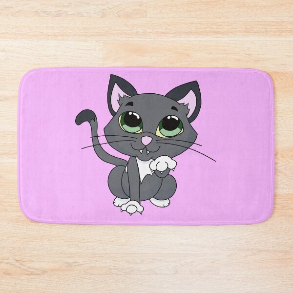 Item preview, Cute Kawaii Gray Cat with Big Green Eyes designed and sold by CozyCritters8.