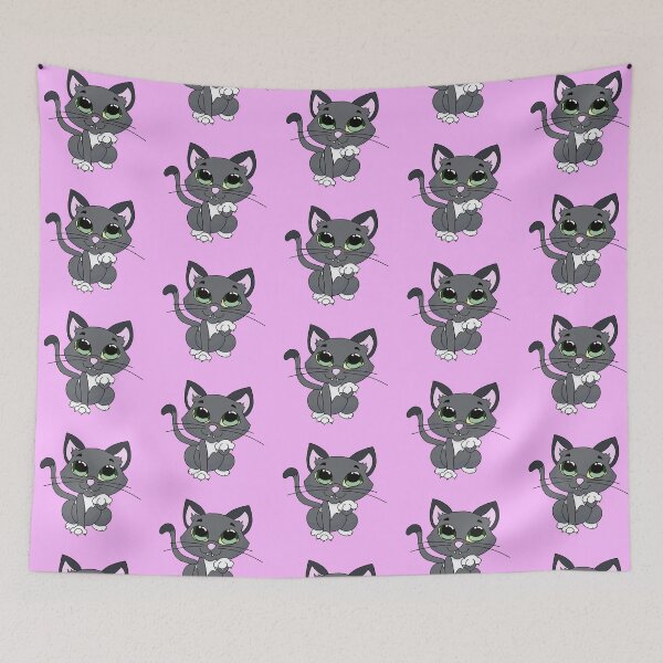 Item preview, Cute Kawaii Gray Cat with Big Green Eyes designed and sold by CozyCritters8.