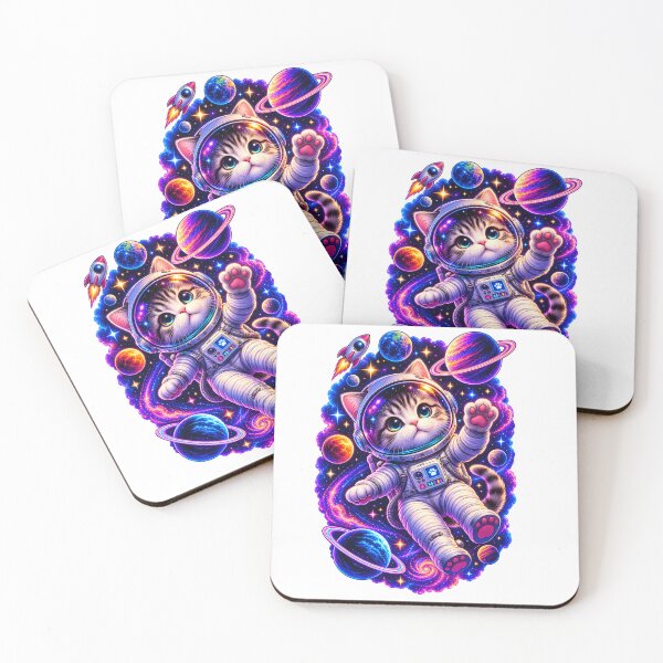 Item preview, Cute Astronaut Cat in Colorful Galaxy designed and sold by TinyWeird.