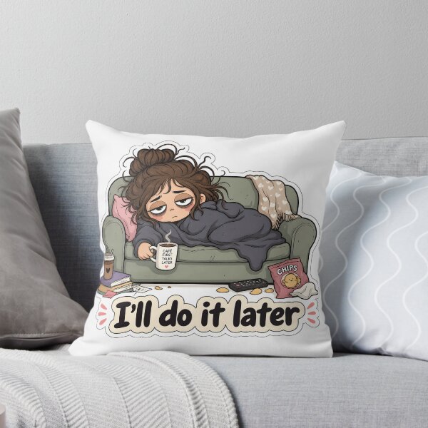 Item preview, I'll Do It Later Procrastination Girl - Funny Lazy Morning Sticker designed and sold by OuSfian1.