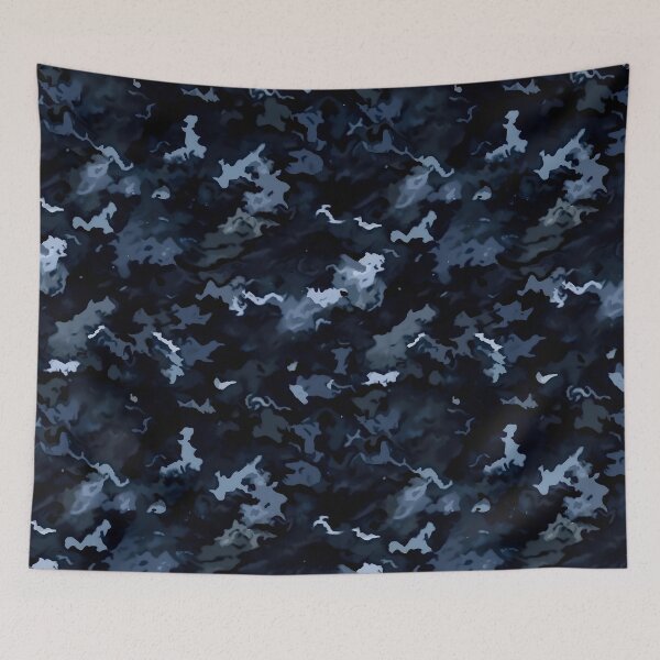 Item preview, Midnight Navy Camo Pattern Very Dark Blue and Black Camouflage designed and sold by Nine Lives Studio.