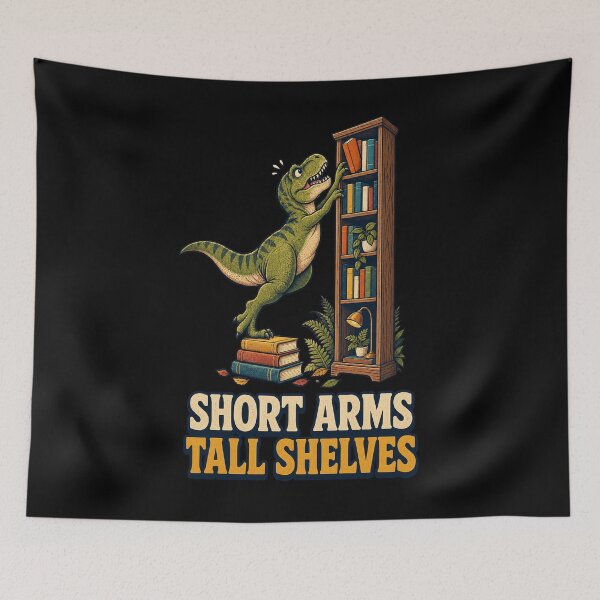 Item preview, Short Arms Tall Shelves T-Rex Reading Dinosaur Art designed and sold by CG Studio.