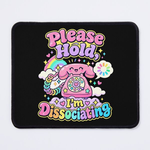 Item preview, Please Hold I’m Dissociating Pastel Mental Health Sticker designed and sold by ArcanePrintsxo.