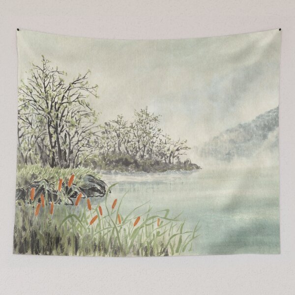 Item preview, January 23rd birthday flower Bulrush Landscape designed and sold by 366birthflower.