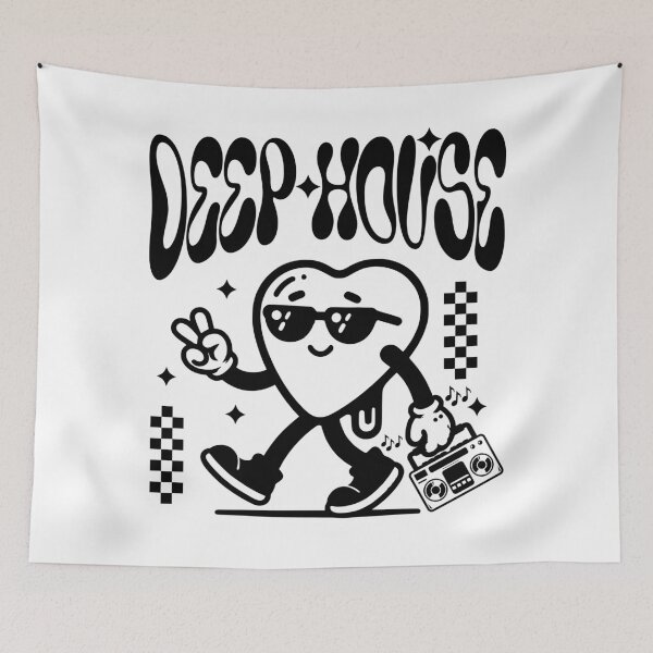 Item preview, DEEP HOUSE - Heart Boombox Guy (Black)  designed and sold by Discothreadz.