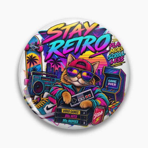 Item preview, Retro Cat Gamer – 80s Neon Arcade Adventure designed and sold by CreativeMindsetLab.
