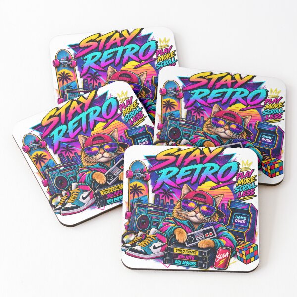 Item preview, Retro Cat Gamer – 80s Neon Arcade Adventure designed and sold by CreativeMindsetLab.