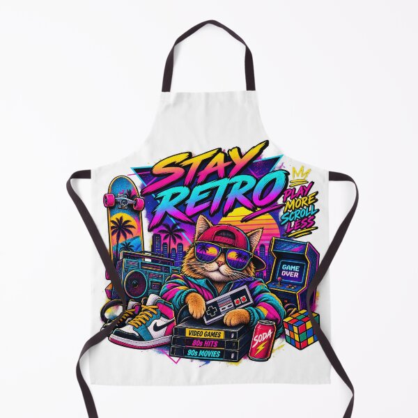 Item preview, Retro Cat Gamer – 80s Neon Arcade Adventure designed and sold by CreativeMindsetLab.