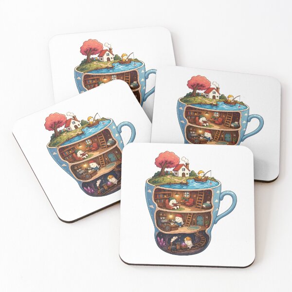 Item preview, Magical Teacup World Illustration - Cozy Miniature Life Adventure Sticker designed and sold by OuSfian1.