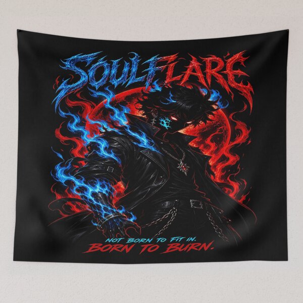Item preview, Soulflare Dark Fantasy Warrior -Blue Fire Red  Gothic Illustration designed and sold by TTdesigns123.