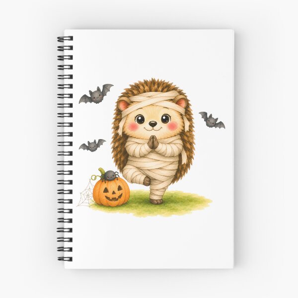 Item preview, Halloween Tree Pose Mummy Hedgehog designed and sold by YogiAnimalArt.